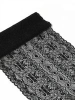 Кружево бельевое эластичное 185 мм / 2.7 м, 6185, цв.02 черный, Kruzhevo