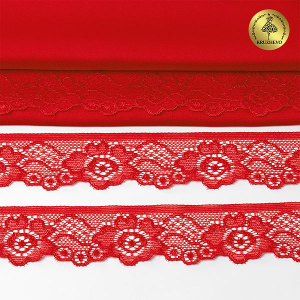 Кружево эластичное (стрейч) 30 мм, L839, цв.SD163 красный уп.50м, Kruzhevo