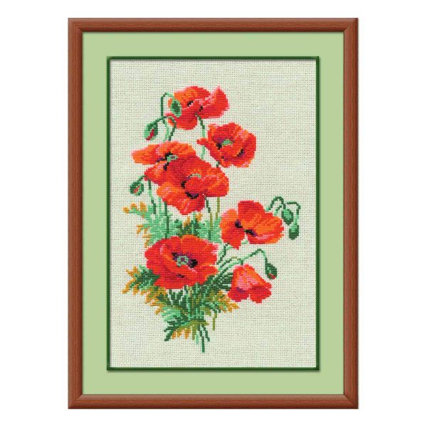 Набор для вышивания нитками Риолис, Полевые маки, 21х30 см