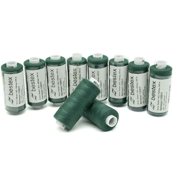 Нитки швейные бытовые Bestex 40/2, 365 м (400 ярд) / 10 кат., 139 темная полынь
