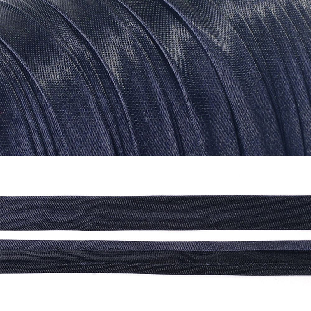 Косая бейка атласная 15 мм, BS, 1 метр, F330 (6425) т.синий