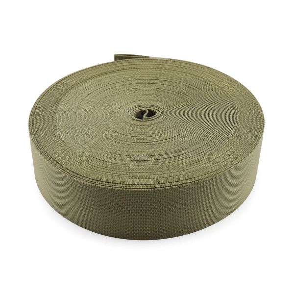 Стропа (ременная лента) 50 мм / 25 метров, толщ. 1.0 мм, [39 г/пог.м], 100% нейлон, хаки