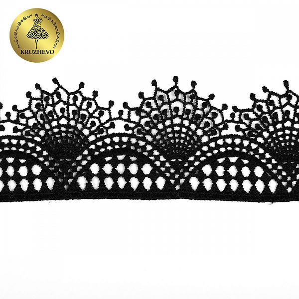 Кружево гипюр (плетёное) 55 мм / 4.5 метра, TBY.SUN.01, черный