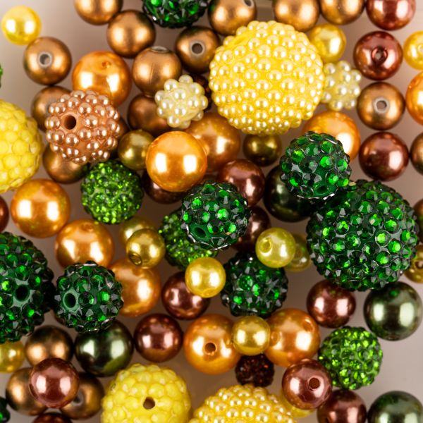 Бусины пластик ⌀8, 10, 12, 14, 18, 22 мм, 100±10 г, №02 желто-зеленый, Zlatka BWMX