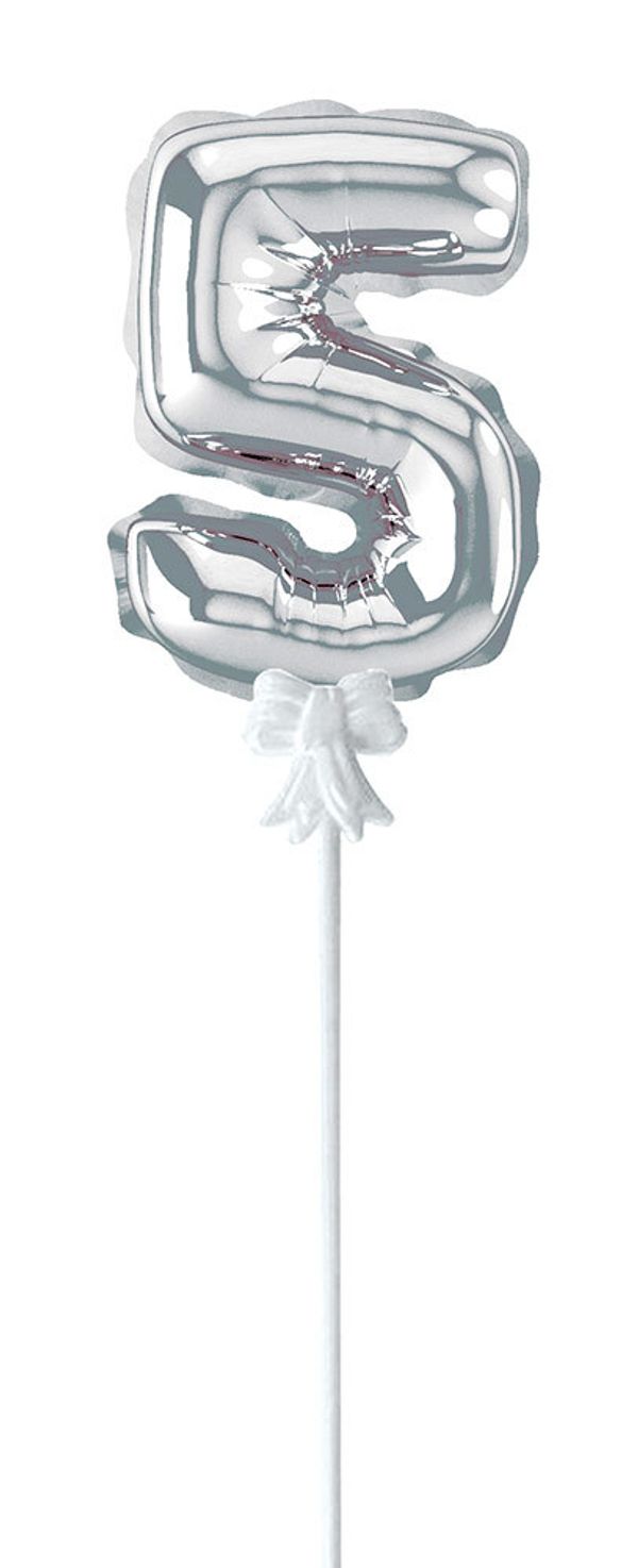 Шар самодув Цифра, 5 шт, 5, серебряная, Boomzee FBZ-04