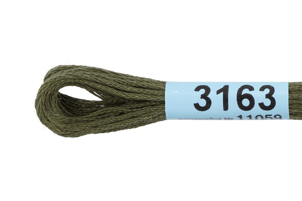 Мулине Gamma 100% хлопок, цв.3163 коричневый-хаки, 24 мотка по 8 метров