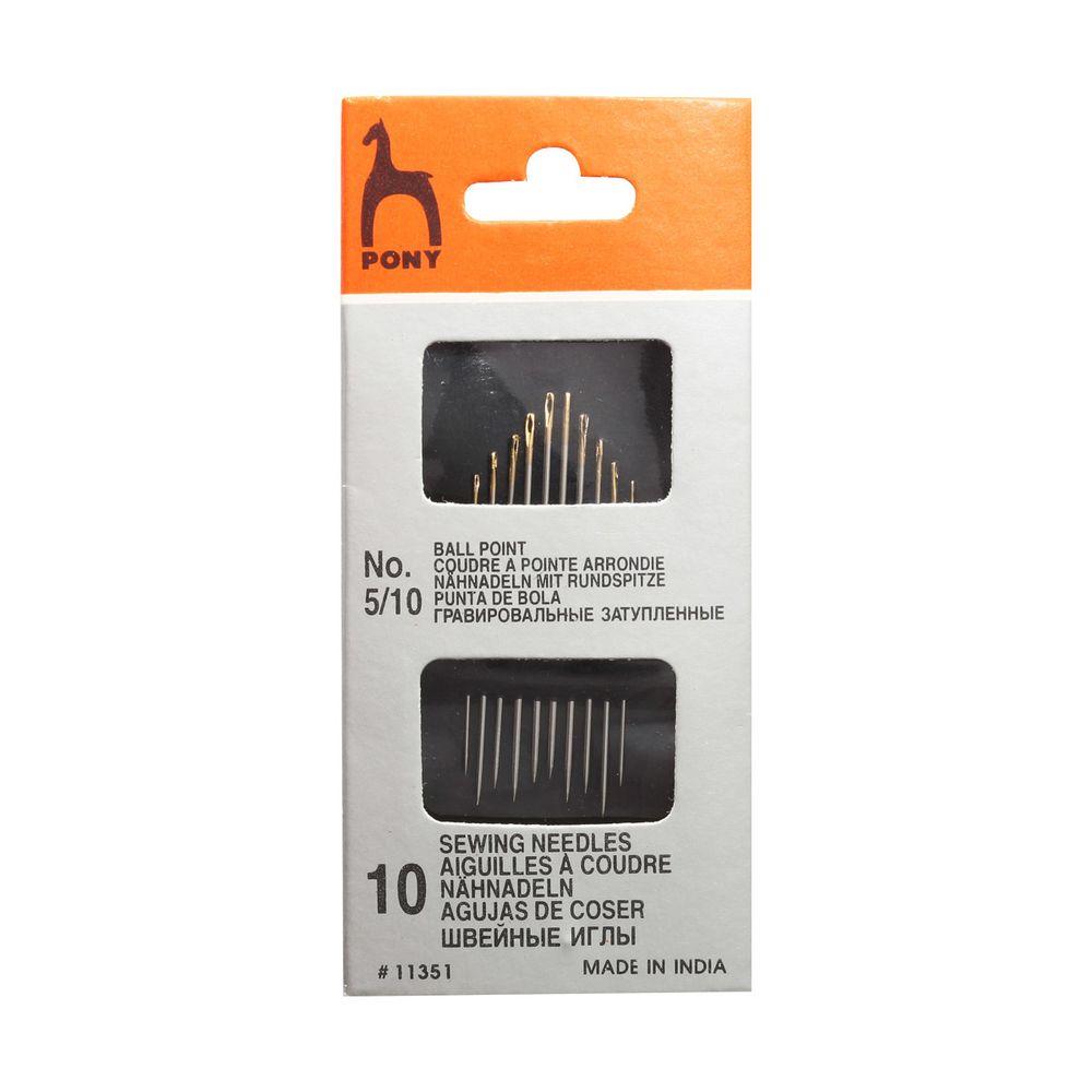 Иглы ручные для синтетических тканей №5-10, 10 шт, Pony