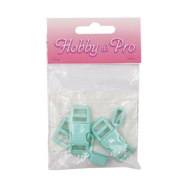 Фастекс (пряжка трезубец), рамка и рамка-регулятор 10мм, пластик, (2 компл.) Hobby&Pro, св.бирюзовый, A03001037-10