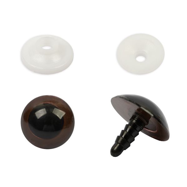 Глазки кукольные кристальные с фиксатором ⌀22 мм, 10 шт (5х2 шт), коричневый, HobbyBe PGKS-22