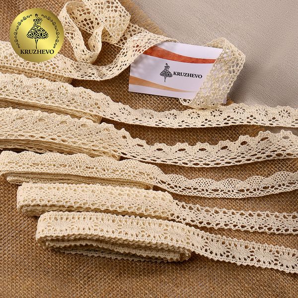 Набор вязаного кружева Kruzhevo №3 цв.молочный (6 дизайнов по 2м)