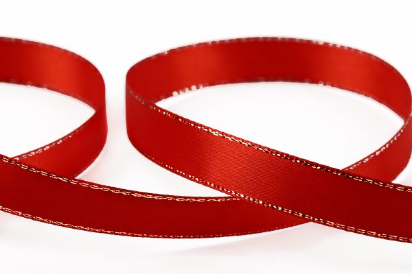 Лента атласная 2-сторонняя с метанитью 12.0 мм / 33±2 метра, 026 красный/золото, Gamma AL-12M