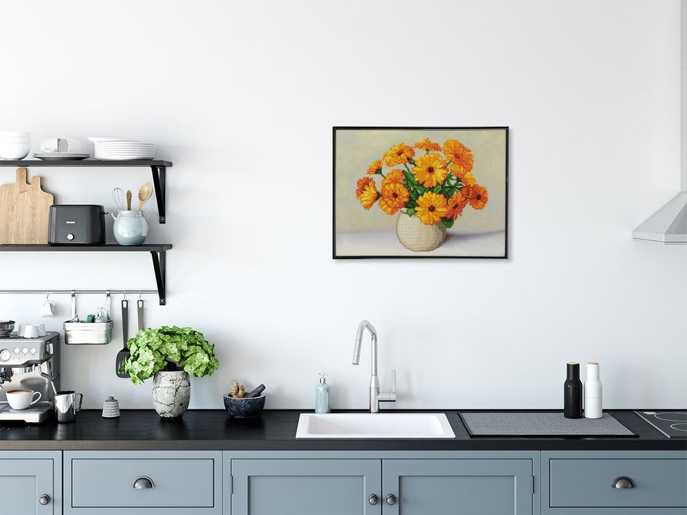 Алмазная (кристальная) мозаика Фрея, Календула, 40х30 см