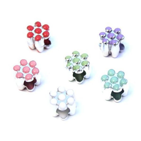 Бусины пластик под металл 10х8х5 мм, 6 шт, микс, Астра