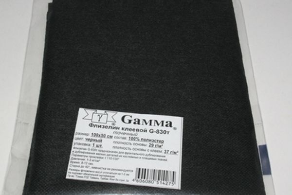Флизелин клеевой точечный 37±2 г/м², (5 шт по 100х50 см), черный, Gamma G-830t