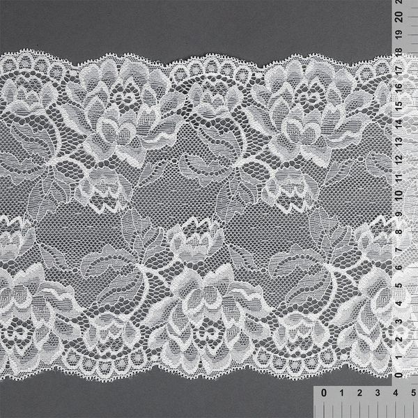 Кружево бельевое эластичное 180 мм / 3 метра, TBY.L838, цв.004 сумрачно-белый