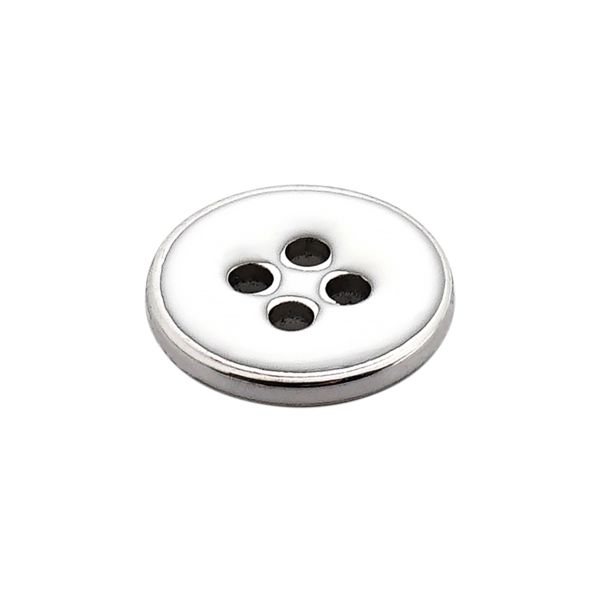Пуговицы 4 прокола 18L (11мм), пластик (White/S белый с серебром), RBz-93, 36 шт