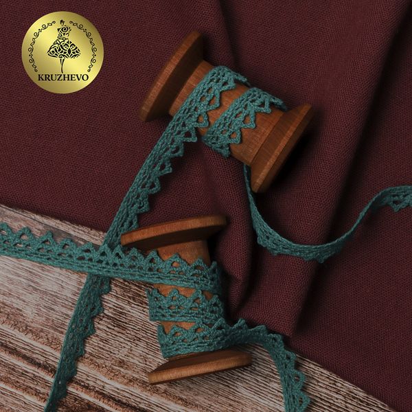 Кружево вязаное (тесьма) 10 мм / 10 метров, 5036.33 цв.33 зеленый, 10 м, Kruzhevo