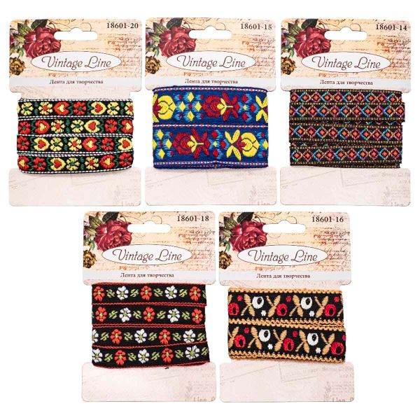 Набор лент декоративных Цветы и орнаменты 1, 5 шт, Vintage Line