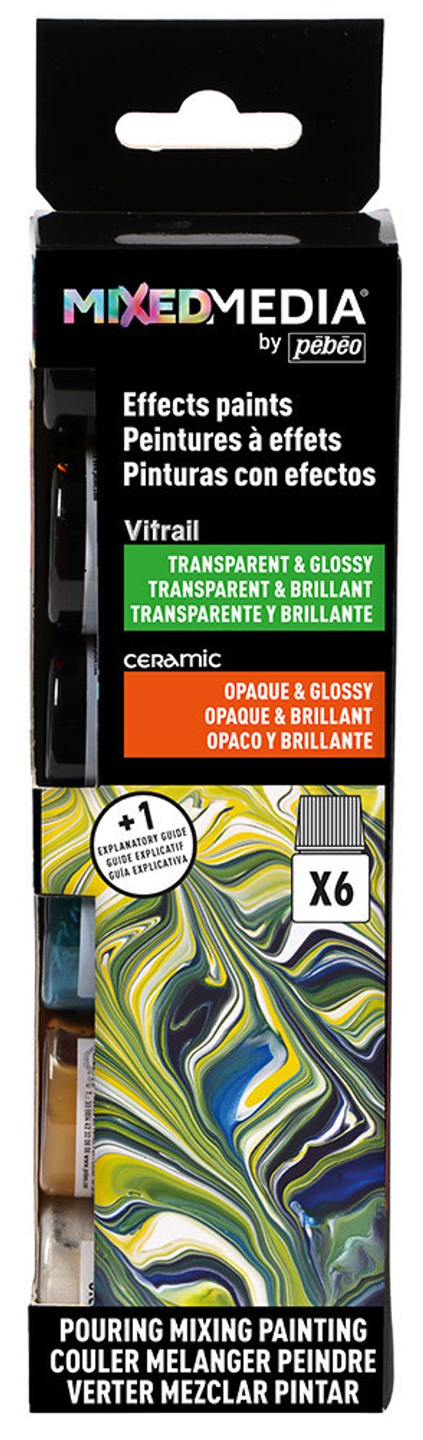 Набор красок Pebeo Mixed Media -Vitrail и Ceramic 6 цв. 20 мл