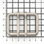 Пряжка прямоугольная 45 мм, с двумя язычками, металл (Nickel Серебро (никель) матовое), МТ_1864, 6 шт