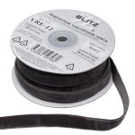 Лента бархатная (тесьма) эластичная 12.0 мм / 16.5±0.5 метра, №602 (18-3906) т.серый, Blitz VRE-12