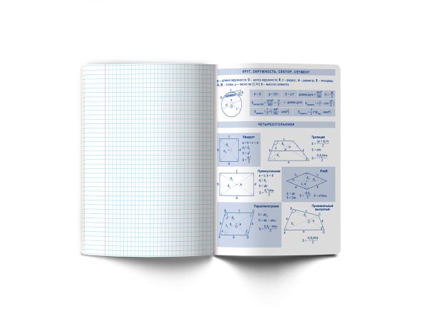 Тетрадь со справочным материалом Без фильтров, A5+ 48 л. на скобе 60 г/м², белизна 90%, 10 шт, клетка, 00843 Геометрия, Светоч 48Т1