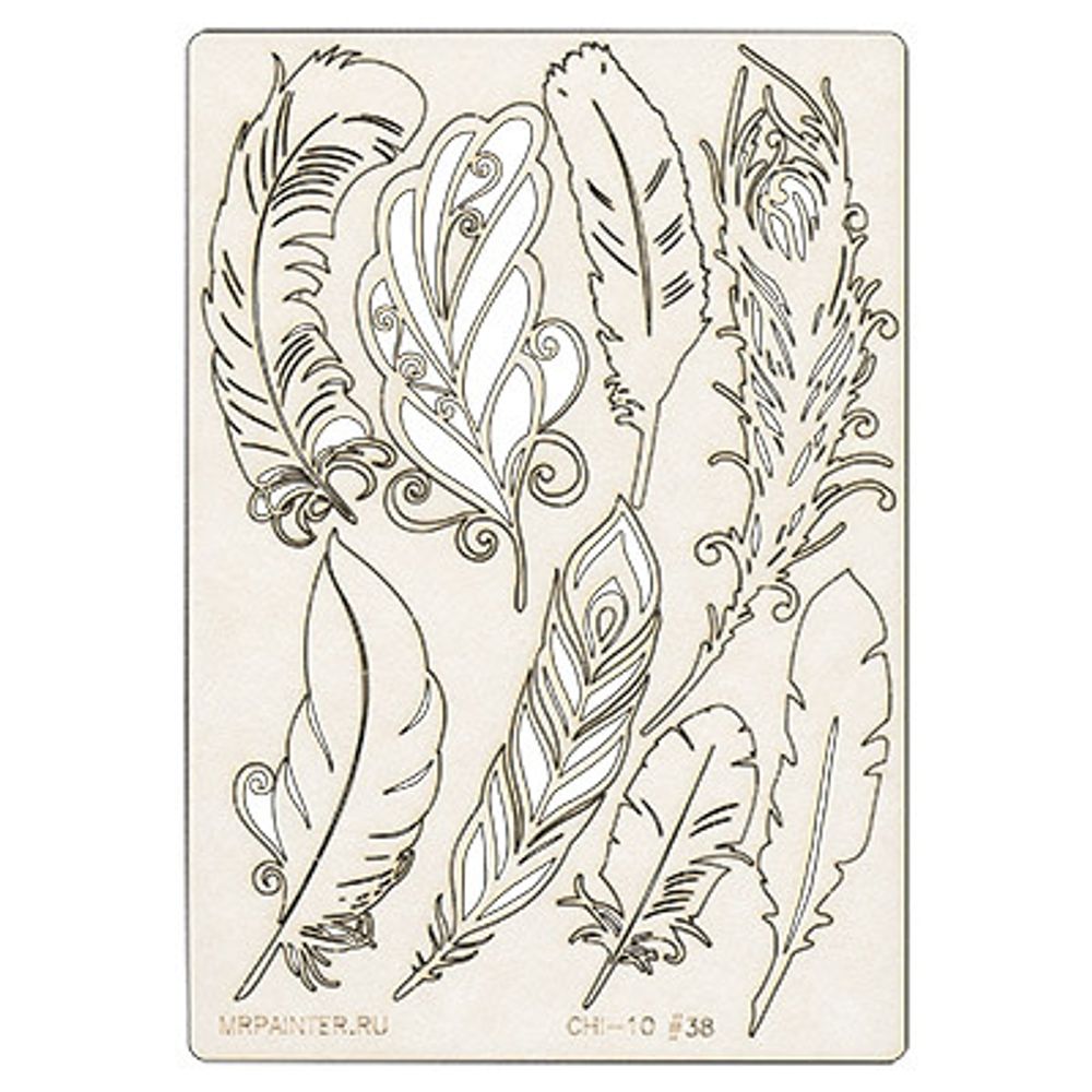 Чипборд 11.5х16.5 см, 1 шт, 38 Перья, Mr.Painter CHI-10