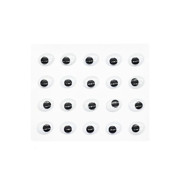 Глазки бегающие овальные на клеевой основе 11*13 мм, 20 шт/упак, ч/б, Astra&Craft