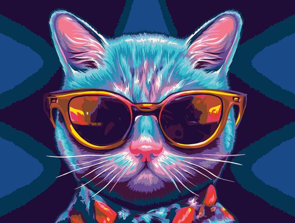 Картина по номерам Фрея PNB/PM-211, Неоновый кот в очках, 40х30 см