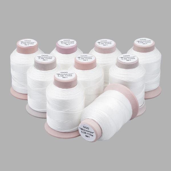 Нитки капроновые 5,5К, 110м, 001 белый, 9 катушек