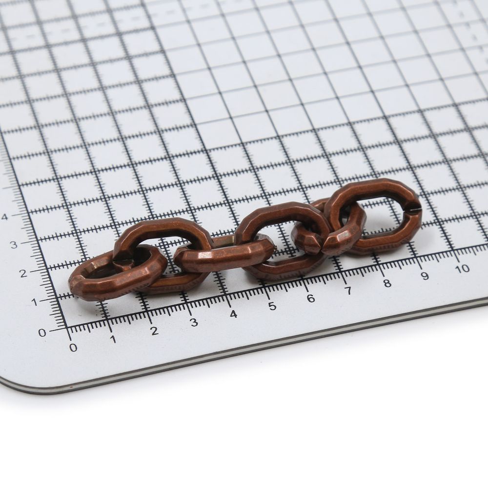 Цепь пластик 10 см, размер звена 26х18 мм, медь