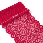 Кружево бельевое эластичное 180 мм / 3 м, TBY.L1351, цв.18-1750 карминовый красный, Kruzhevo