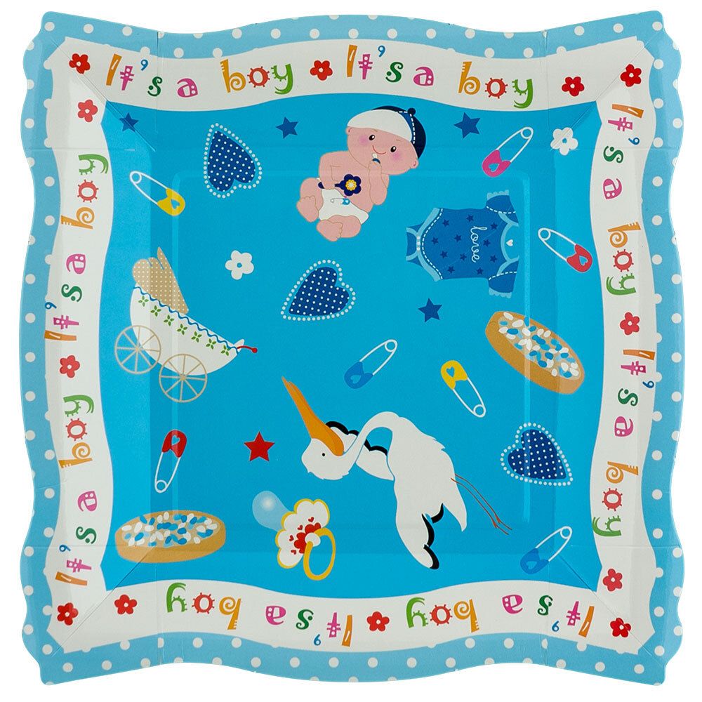 Тарелки бумажные Квадратные 6х6 шт, 02- рождение сына, Boomzee TRL-06