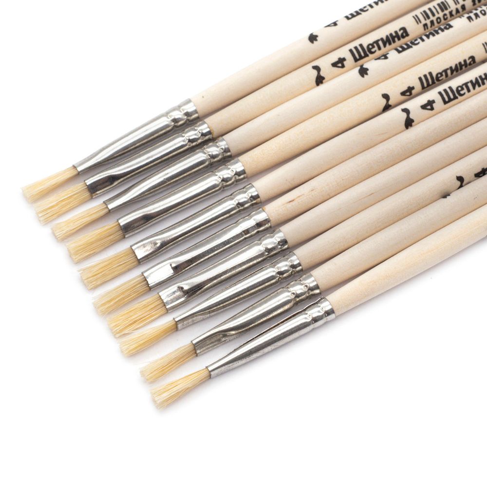 Кисть щетина школьная плоская №4,10 шт
