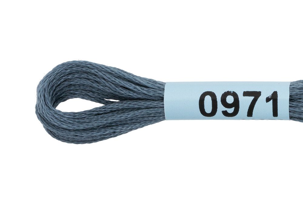 Мулине Gamma 100% хлопок, цв.0971 т.серый, 24 мотка по 8 метров