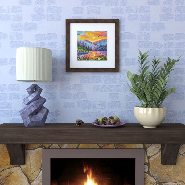 Алмазная (кристальная) мозаика Фрея, Рассвет в горах, 14х14 см