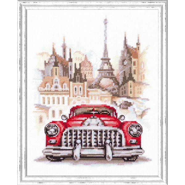 Набор для вышивания нитками Чудесная игла, Ретро-автомобиль. Бьюик 16х20см