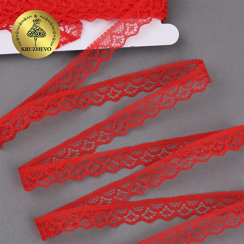 Кружево отделочное в стиле "трикотаж" 12 мм / 9.14 метров, TBY 150-2, цв.03 красный
