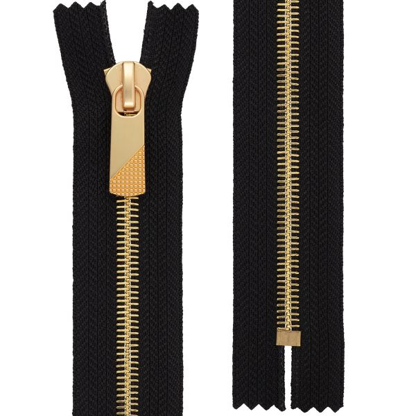Молния металл Т8 (8 мм) 1 зам., н/раз., 20 см, декор, золото, черный, KAP-8 Gamma, 5 шт