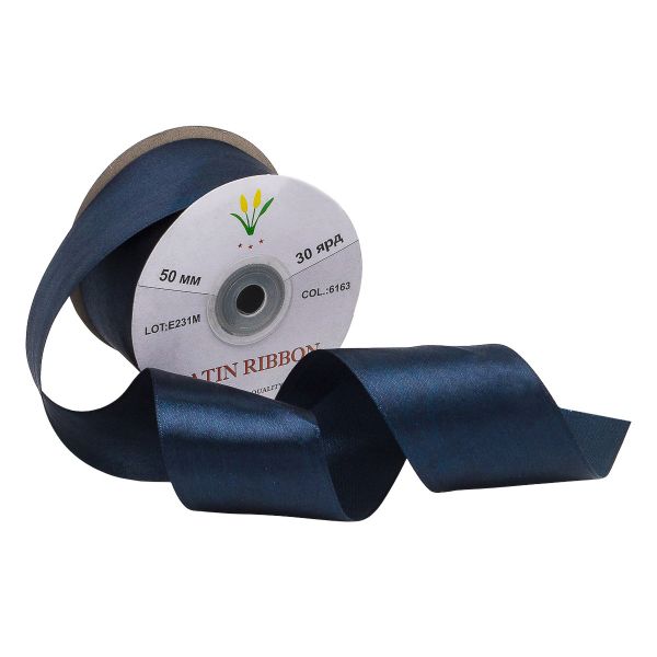 Лента атласная 1-сторонняя 50.0 мм / 27.4±2 метров, 6163, 159 индиго, 12, Globus