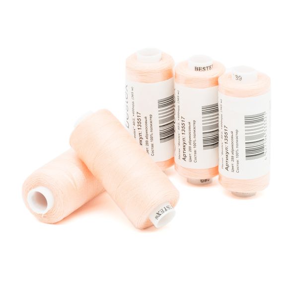 Нитки швейные бытовые Bestex 40/2, 365 м (400 ярд) / 10 кат., 289 жемчужно-персиковый