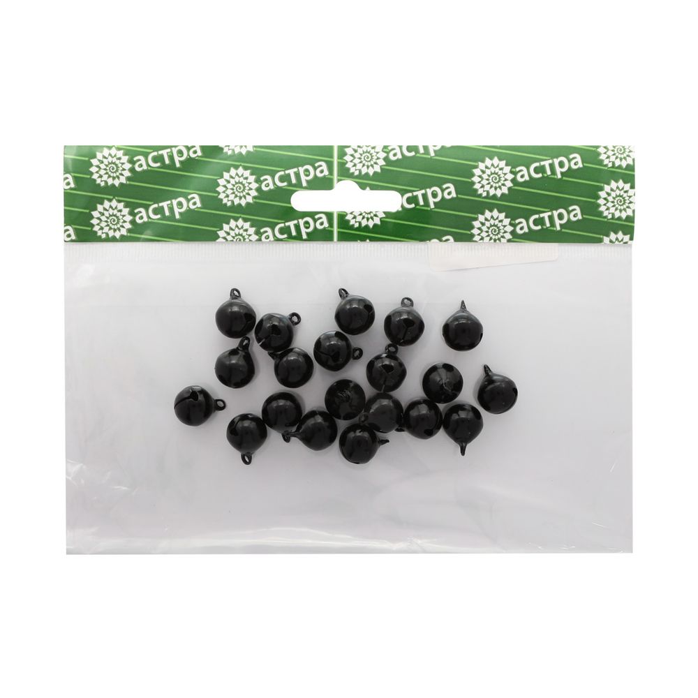 Бубенчики 12 мм, 20 шт, черные