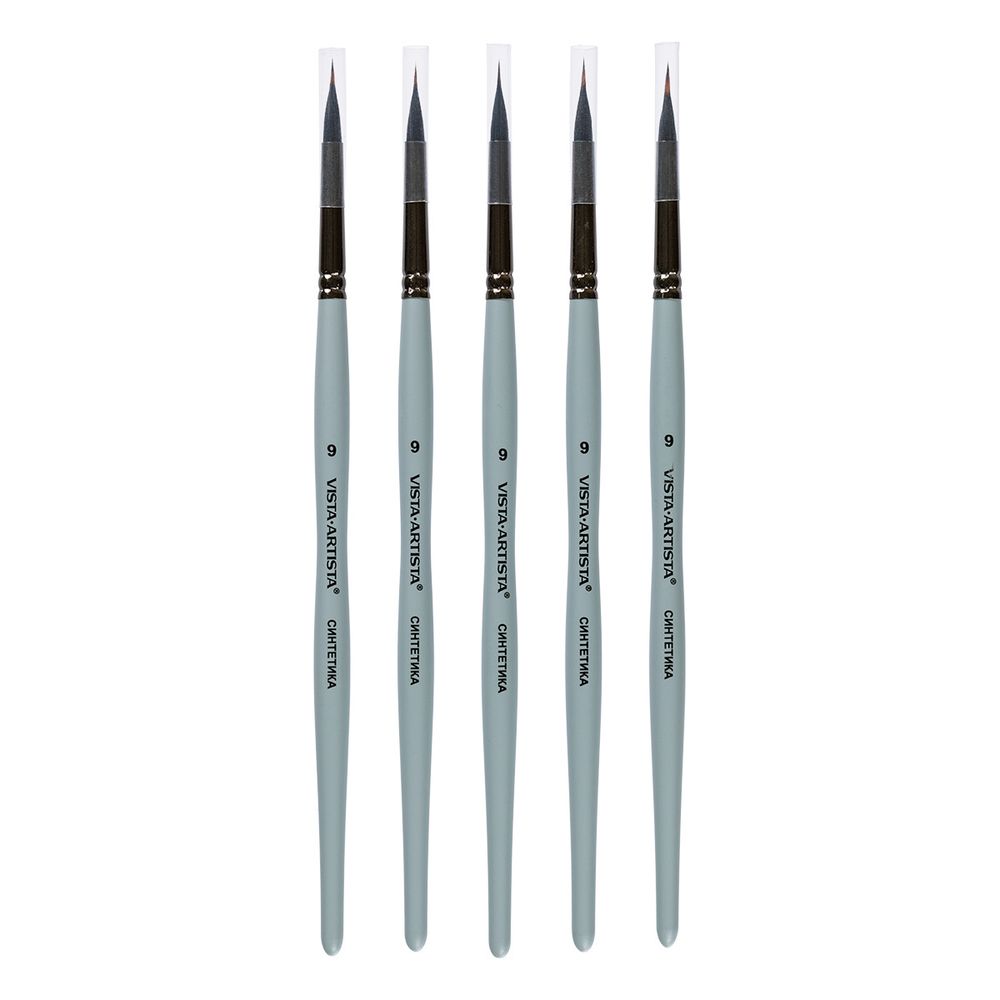 Кисть синтетика лайнер, 5 шт, короткая ручка, с резервуаром №09, 90336