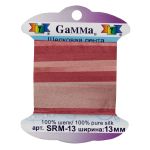 Лента (тесьма) шелковая 13.0 мм / 9.1±0.5 метров, M129 т.розовый/розово-бежевый, Gamma SRM-13