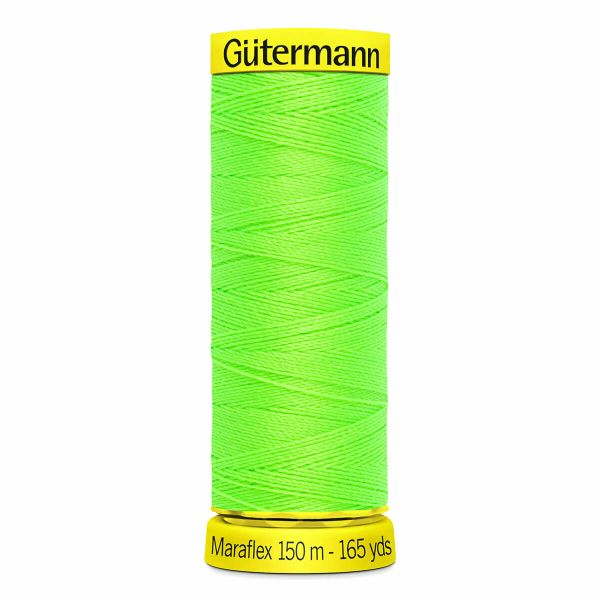 Нитки для трикотажа Gutermann Maraflex, 150м, 3853 неоновый салатовый, 5 катушек