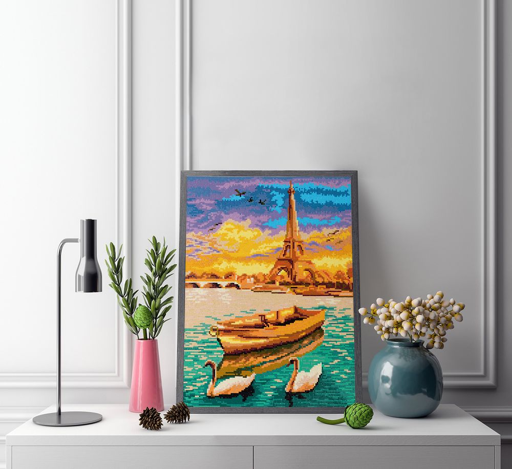 Алмазная (кристальная) мозаика Фрея, Закат в Париже, 40х30 см