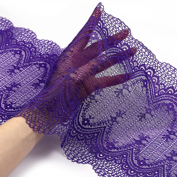 Кружево бельевое эластичное 230 мм / 10 м, 8037, цв.F170 фиолетовый, Kruzhevo