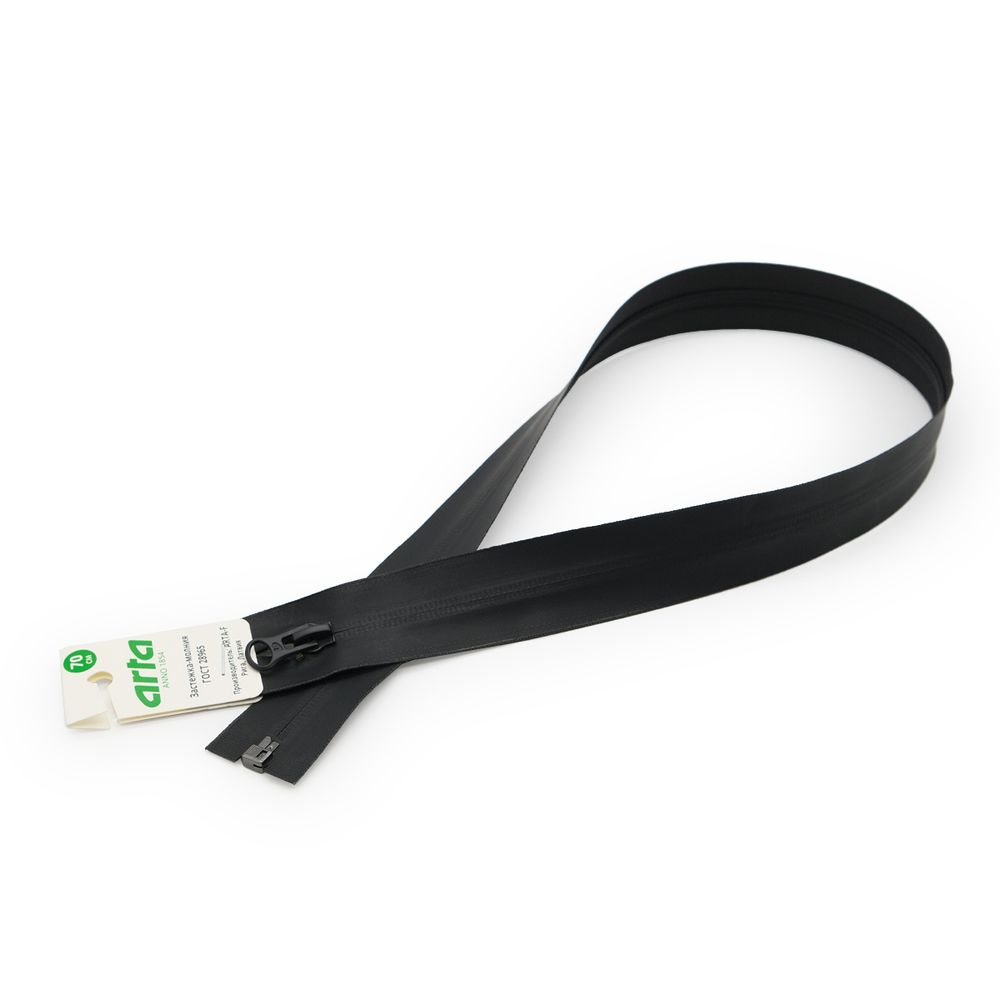 Молния спираль (витая) Arta Т5 (5 мм) 1 зам., разъем., 70 см, водонепрониц., цв. 580-черный, 1 шт