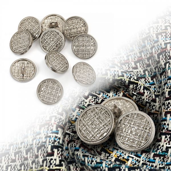 Пуговицы на ножке металлические 24L=15мм, С-MP06 цв.серебро, 10 шт