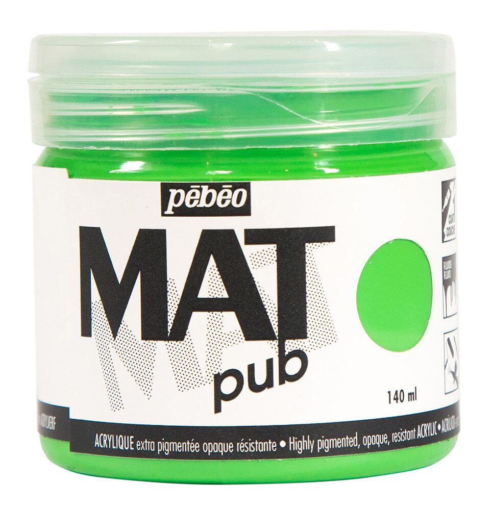 Краска акриловая экстра матовая Mat Pub 1, 140 мл, 256015 св.зеленый, Pebeo